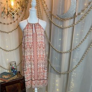 Luxology Pink Midi Dress with Whimsical Heart Pattern